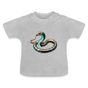 Steampunk snake in metallic iridescent colors - Baby Organic T-Shirt with Round Neck - heather grey - Front