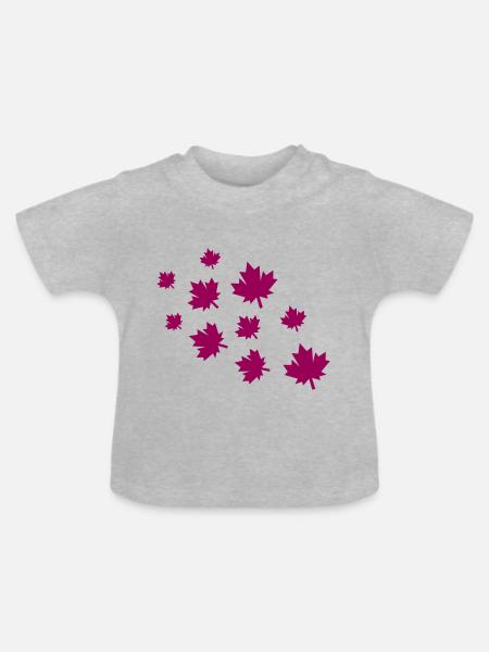 Ahornblätter - Baby Bio-T-Shirt mit Rundhals - Grau meliert