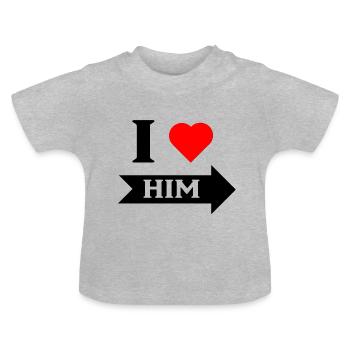 Je l'aime flèche droite noir - T-shirt bio col rond Bébé - gris chiné - Devant