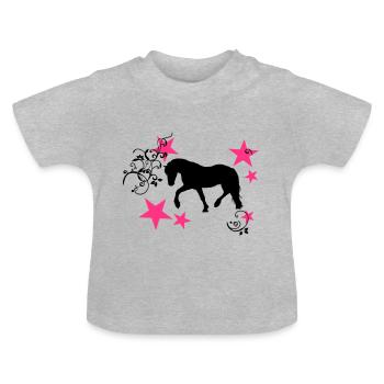 Tinker Friese silhouette with stars and tribal - Baby Organic T-Shirt with Round Neck - heather grey - Front