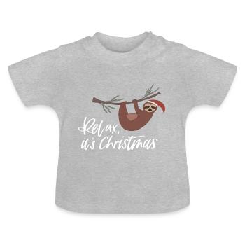 Entspannte Weihnachten - Baby Bio-T-Shirt mit Rundhals - Grau meliert - Vorne