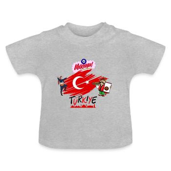 Turkiye Bro's on Fire - Baby Bio-T-Shirt mit Rundhals - Grau meliert - Vorne