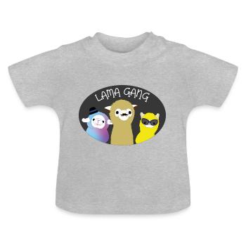 Lama gang - Baby Organic T-Shirt with Round Neck - heather grey - Front