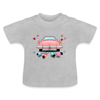 Mariage Voiture Rose Mariage - T-shirt bio col rond Bébé - gris chiné - Devant