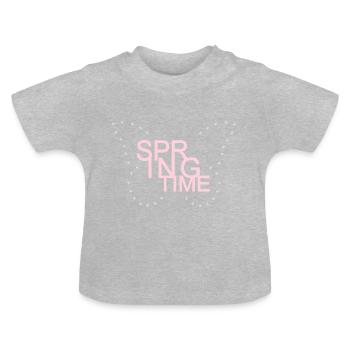 Sortie au printemps - Enfin le printemps ! - T-shirt bio col rond Bébé - gris chiné - Devant