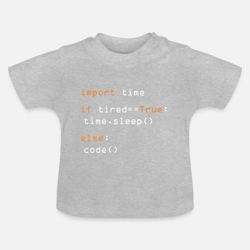 Python Code Import Sleep Tired Loop - T-shirt bio col rond Bébé - gris chiné