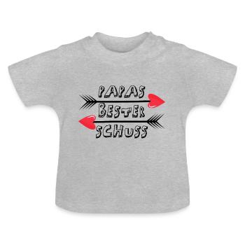 Papas bester Schuss - Baby Bio-T-Shirt mit Rundhals - Grau meliert - Vorne