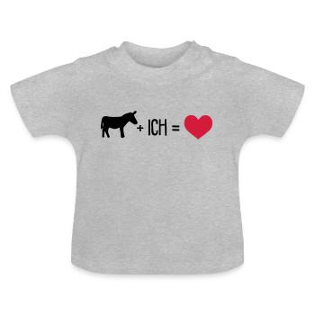 Esel plus ich gleich Liebe - Baby Bio-T-Shirt mit Rundhals - Grau meliert - Vorne