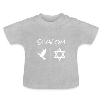 Shalom avec l’étoile de David et la colombe de la paix - T-shirt bio col rond Bébé - gris chiné - Devant