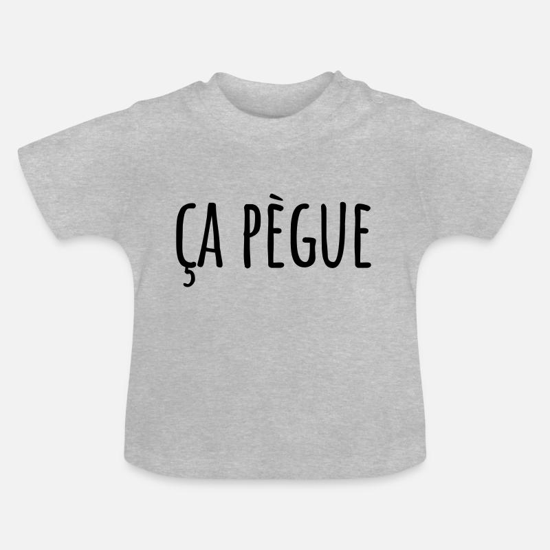 Ça pègue Expression régionale - T-shirt bio col rond Bébé - gris chiné