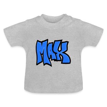 Maximaler Graffiti-Name blau - Baby Bio-T-Shirt mit Rundhals - Grau meliert - Vorne