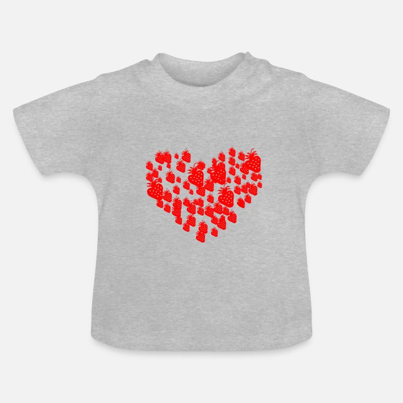 fraise de coeur - T-shirt bio col rond Bébé - gris chiné