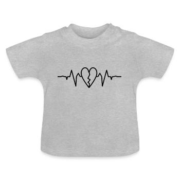 Herz ekg black - Baby Bio-T-Shirt mit Rundhals - Grau meliert - Vorne