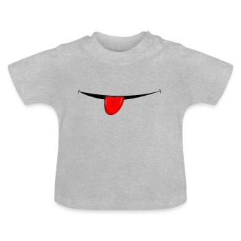 Rire comique avec la langue - T-shirt bio col rond Bébé - gris chiné - Devant