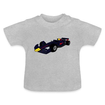 Formel Rennwagen Bulle - Baby Bio-T-Shirt mit Rundhals - Grau meliert - Vorne