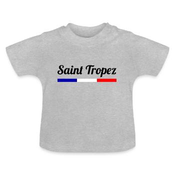 Saint Tropez - France - Cote d´Azur - Baby Bio-T-Shirt mit Rundhals - Grau meliert - Vorne