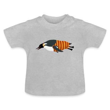 Plongées pingouins (maillot de bain rouge jaune) - T-shirt bio col rond Bébé - gris chiné - Devant