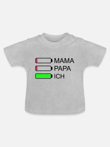 Batterie Mama Papa I vide - T-shirt bio col rond Bébé - gris chiné