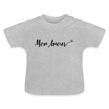 mon amour - Baby Bio-T-Shirt mit Rundhals - Grau meliert - Vorne