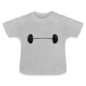 haltères - T-shirt bio col rond Bébé - gris chiné - Devant
