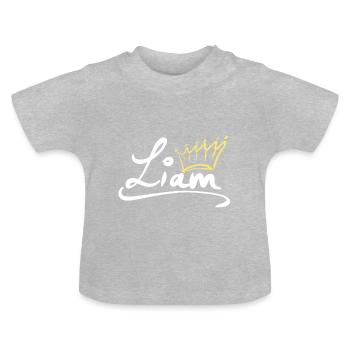 Étiquette de nom de couronne Liam - T-shirt bio col rond Bébé - gris chiné - Devant
