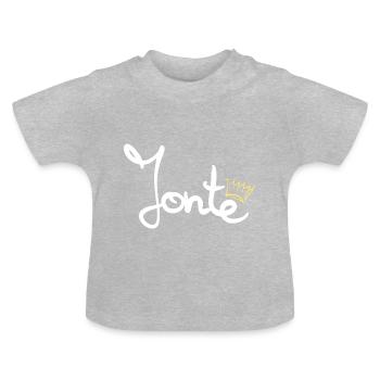 Krone Name Namensschild Jonte - Baby Bio-T-Shirt mit Rundhals - Grau meliert - Vorne