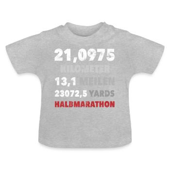 21,0975 KM Demi-marathon 13.1 Miles course cadeau - T-shirt bio col rond Bébé - gris chiné - Devant