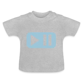 bouton pause play - T-shirt bio col rond Bébé - gris chiné - Devant