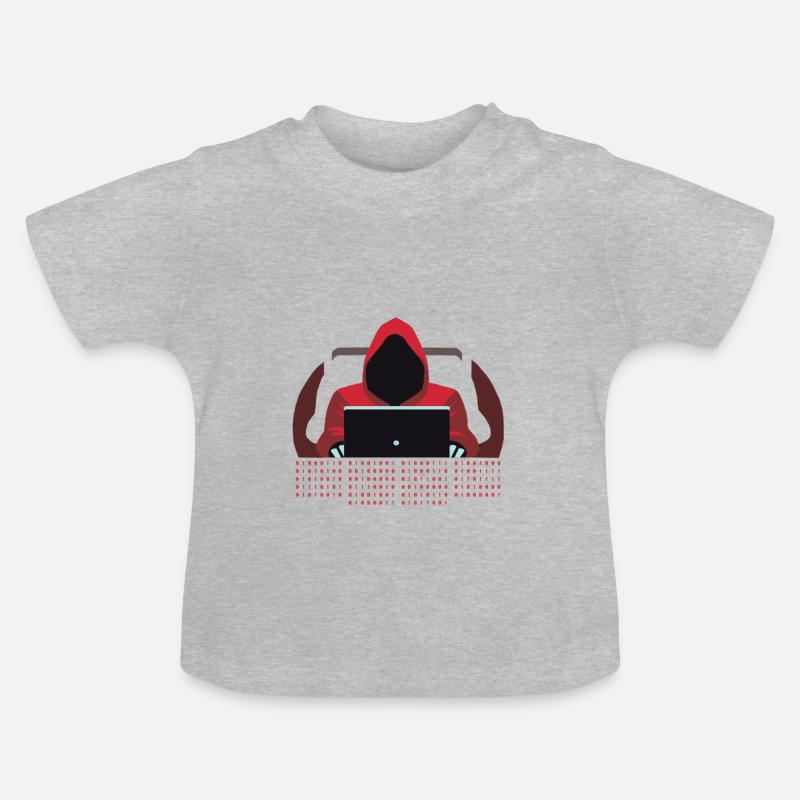 Hacker Binär Code - Baby Bio-T-Shirt mit Rundhals - Grau meliert