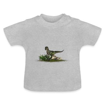 Velociraptor dinosaure carnivore Dino - T-shirt bio col rond Bébé - gris chiné - Devant