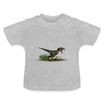 Velociraptor dinosaure carnivore Dino - T-shirt bio col rond Bébé - gris chiné - Devant