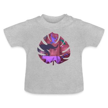 Jungle animals - Baby Organic T-Shirt with Round Neck - heather grey - Front