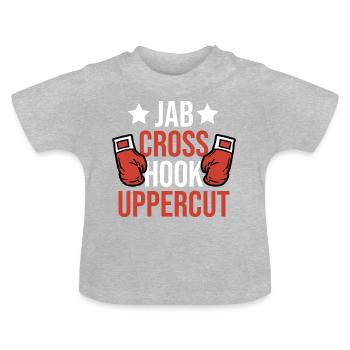 Boxing Jab Cross Hook Uppercut - Baby Bio-T-Shirt mit Rundhals - Grau meliert - Vorne