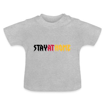 Stay at home! - Baby Bio-T-Shirt mit Rundhals - Grau meliert - Vorne
