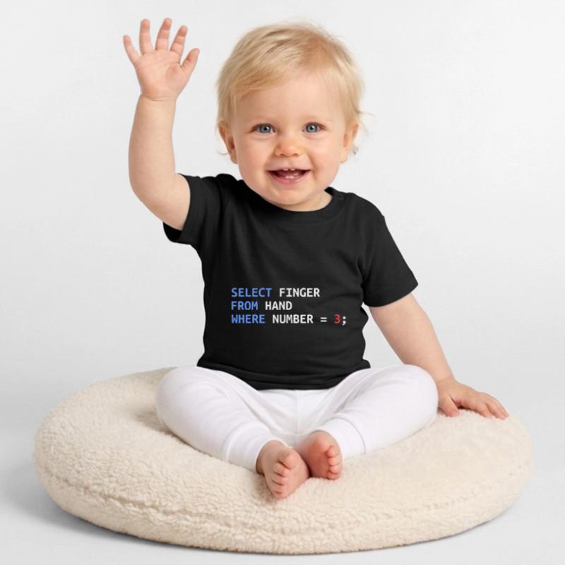Middle Finger Select SQL Developer Funny Gift Baby Organic T-Shirt with Round Neck