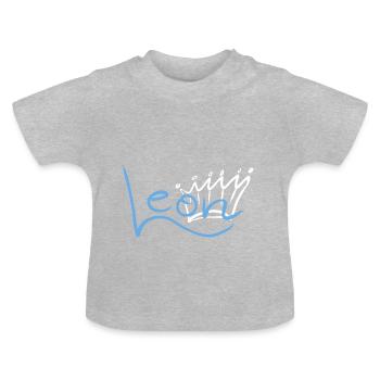 Krone Name Namensschild Leon - Baby Bio-T-Shirt mit Rundhals - Grau meliert - Vorne