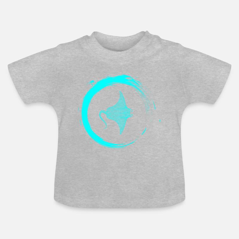 Rochen - Baby Bio-T-Shirt mit Rundhals - Grau meliert