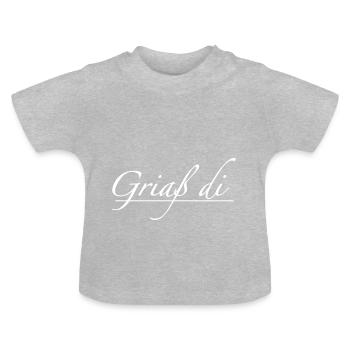 Griaß di Tshirt design, Allgäuer Print - Baby Bio-T-Shirt mit Rundhals - Grau meliert - Vorne