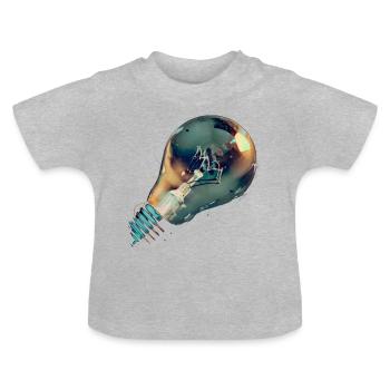Glühbirne Strom Lampe Licht - Baby Bio-T-Shirt mit Rundhals - Grau meliert - Vorne