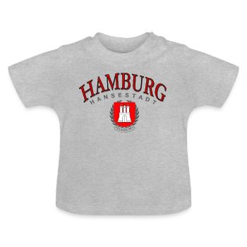 Hamburg Hansestadt - schlichtes Design - Baby Bio-T-Shirt mit Rundhals - Grau meliert - Vorne