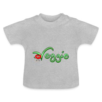 Veggie mit Tomate - Baby Bio-T-Shirt mit Rundhals - Grau meliert - Vorne