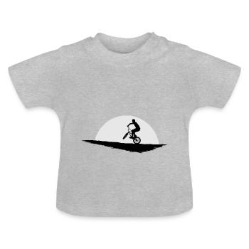 Cross BMX cycling tricks gift style cool - Baby Organic T-Shirt with Round Neck - heather grey - Front