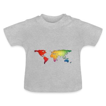 Weltkugel - Globus - Vielfalt - Baby Bio-T-Shirt mit Rundhals - Grau meliert - Vorne