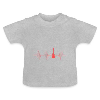Guitar Player Heartbeat Gift - Baby Organic T-Shirt with Round Neck - heather grey - Front