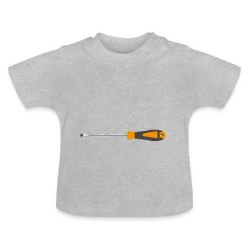 Werkzeug - Schraubenzieher gelb - Baby Bio-T-Shirt mit Rundhals - Grau meliert - Vorne