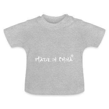 Blanc en Chine - T-shirt bio col rond Bébé - gris chiné - Devant