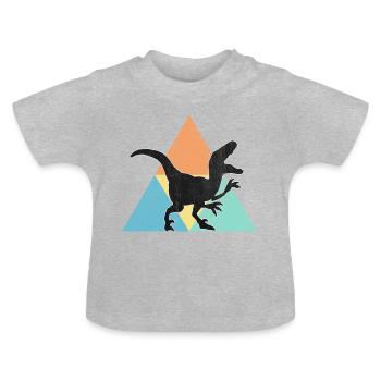 Dinosaurier - Baby Bio-T-Shirt mit Rundhals - Grau meliert - Vorne