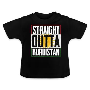 Straight outta Kurdistan - Baby Bio-T-Shirt mit Rundhals - Schwarz - Vorne