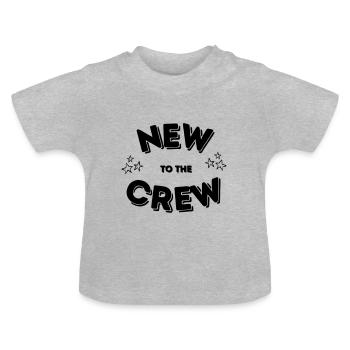 new to the crew - Baby Bio-T-Shirt mit Rundhals - Grau meliert - Vorne
