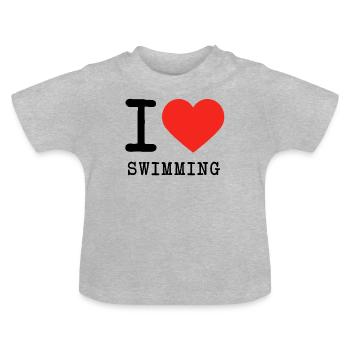 J'aime nager - T-shirt bio col rond Bébé - gris chiné - Devant